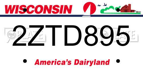 2ZTD895 Wisconsin License Plate