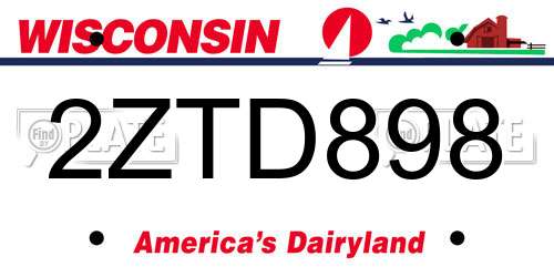 2ZTD898 Wisconsin License Plate