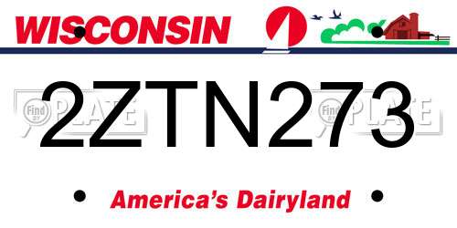 2ZTN273 Wisconsin License Plate