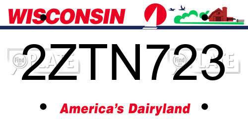 2ZTN723 Wisconsin License Plate