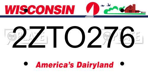 2ZTO276 Wisconsin License Plate