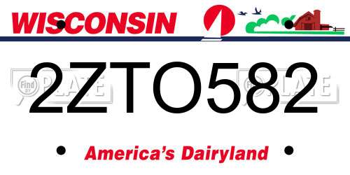 2ZTO582 Wisconsin License Plate