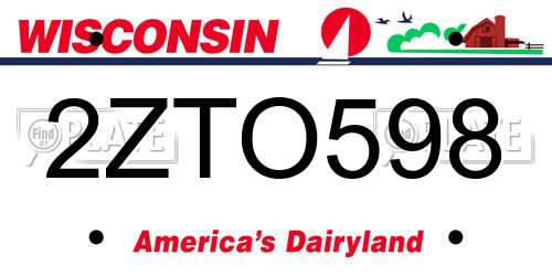 2ZTO598 Wisconsin License Plate