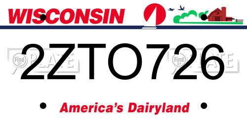 2ZTO726 Wisconsin License Plate