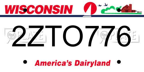 2ZTO776 Wisconsin License Plate