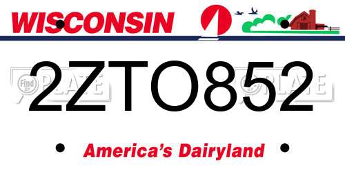 2ZTO852 Wisconsin License Plate
