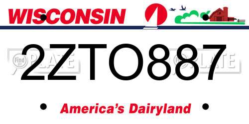 2ZTO887 Wisconsin License Plate