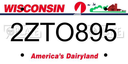 2ZTO895 Wisconsin License Plate
