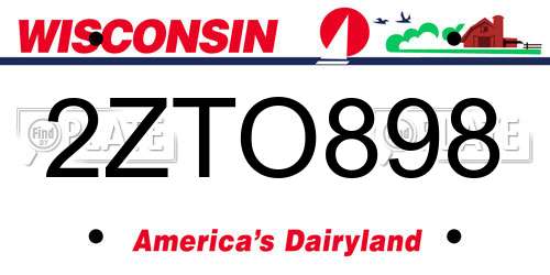 2ZTO898 Wisconsin License Plate