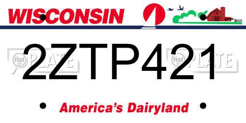2ZTP421 Wisconsin License Plate