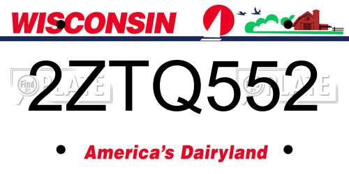 2ZTQ552 Wisconsin License Plate