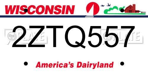 2ZTQ557 Wisconsin License Plate