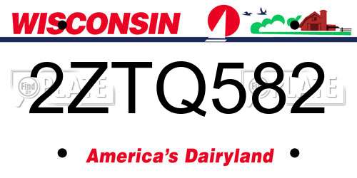 2ZTQ582 Wisconsin License Plate