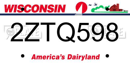 2ZTQ598 Wisconsin License Plate