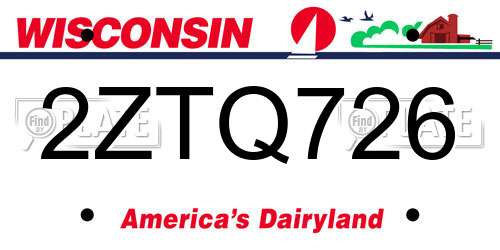 2ZTQ726 Wisconsin License Plate