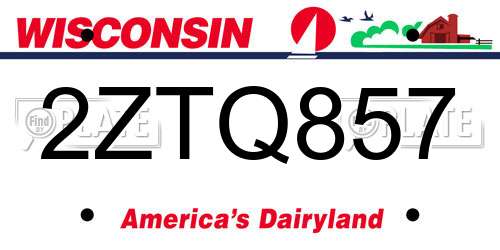 2ZTQ857 Wisconsin License Plate