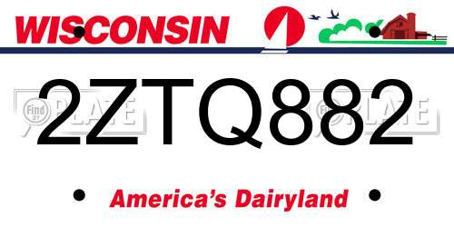 2ZTQ882 Wisconsin License Plate