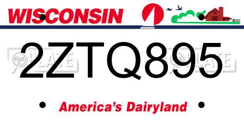 2ZTQ895 Wisconsin License Plate