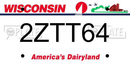 2ZTT64 Wisconsin License Plate