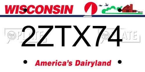 2ZTX74 Wisconsin License Plate