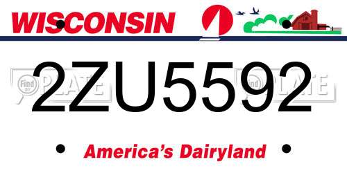 2ZU5592 Wisconsin License Plate