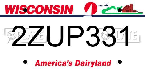 2ZUP331 Wisconsin License Plate