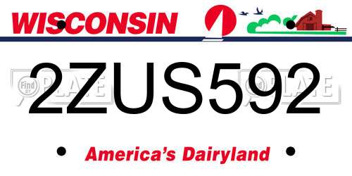 2ZUS592 Wisconsin License Plate