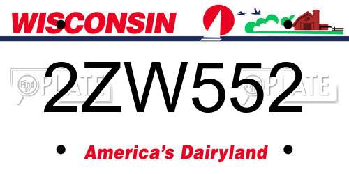 2ZW552 Wisconsin License Plate