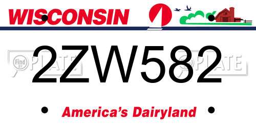 2ZW582 Wisconsin License Plate