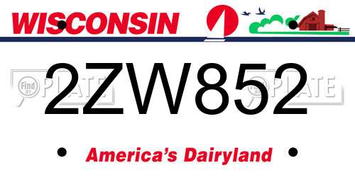 2ZW852 Wisconsin License Plate