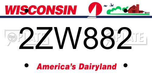 2ZW882 Wisconsin License Plate