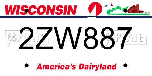 2ZW887 Wisconsin License Plate