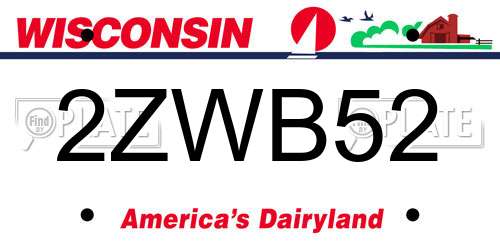 2ZWB52 Wisconsin License Plate