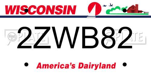 2ZWB82 Wisconsin License Plate