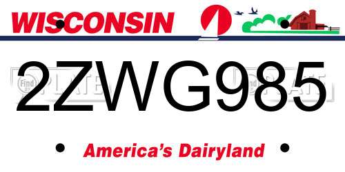 2ZWG985 Wisconsin License Plate