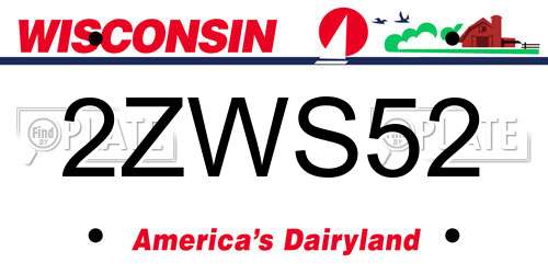 2ZWS52 Wisconsin License Plate