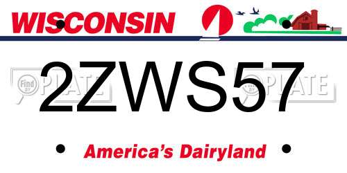 2ZWS57 Wisconsin License Plate