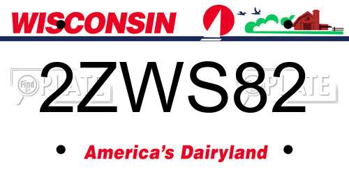 2ZWS82 Wisconsin License Plate