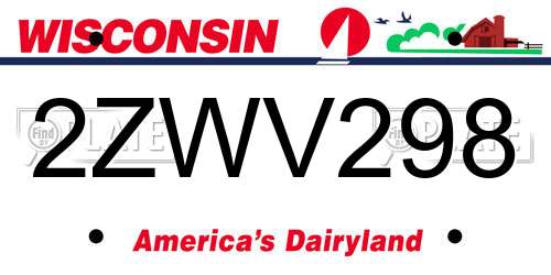 2ZWV298 Wisconsin License Plate