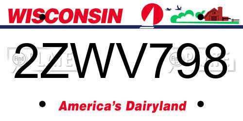 2ZWV798 Wisconsin License Plate
