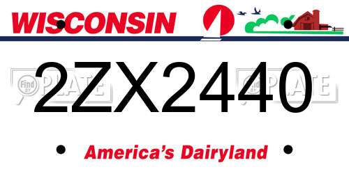 2ZX2440 Wisconsin License Plate