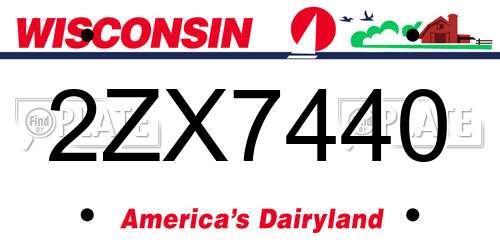2ZX7440 Wisconsin License Plate