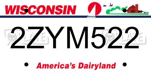 2ZYM522 Wisconsin License Plate