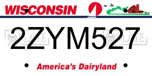 2ZYM527 Wisconsin License Plate