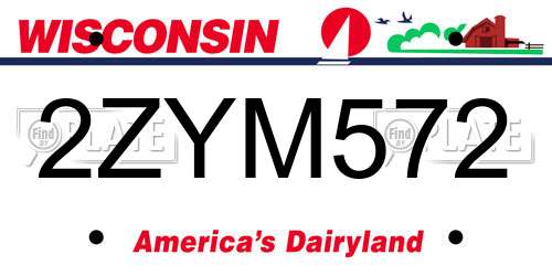 2ZYM572 Wisconsin License Plate