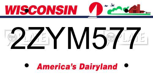 2ZYM577 Wisconsin License Plate