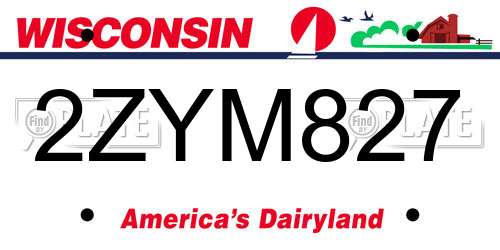 2ZYM827 Wisconsin License Plate