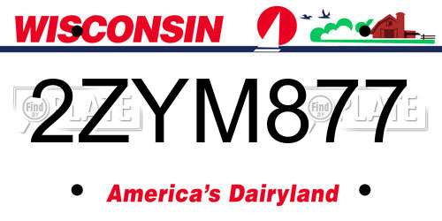 2ZYM877 Wisconsin License Plate