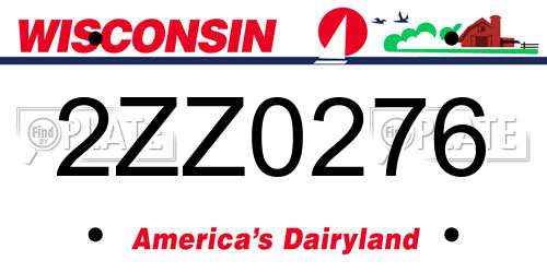 2ZZ0276 Wisconsin License Plate