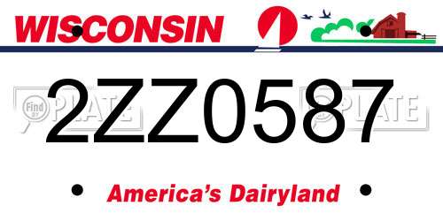 2ZZ0587 Wisconsin License Plate